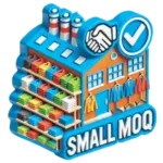 Small MOQ icon representing flexible order quantities by RYZEAL Sourcing, an apparel manufacturing and sourcing company in Bangladesh.