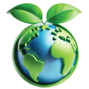 Sustainability icon representing eco-friendly practices by RYZEAL Sourcing, an apparel manufacturing and sourcing company in Bangladesh.